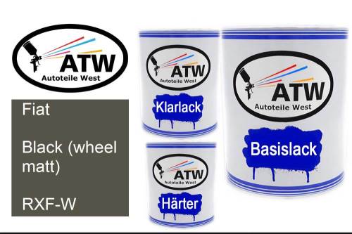 Fiat, Black (wheel matt), RXF-W: 1L Lackdose + 1L Klarlack + 500ml Härter - Set, von ATW Autoteile West.